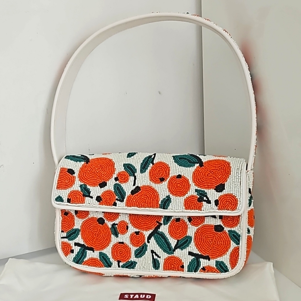 Staud Tommy Beaded Bag In Oranges pre owned
